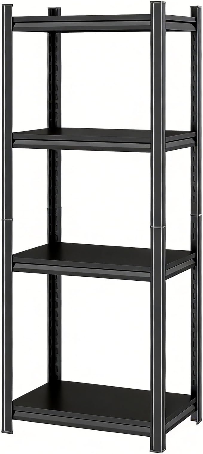 Printer Stand, 19.7"W×13.8"D×54.3"H Metal Shelving 4 Tier Adjustable Storage Shelves, Printer Table Office Organizer Book Shelf Corn Shelf Industrial Shelving for Office Organization, Black Nightstand