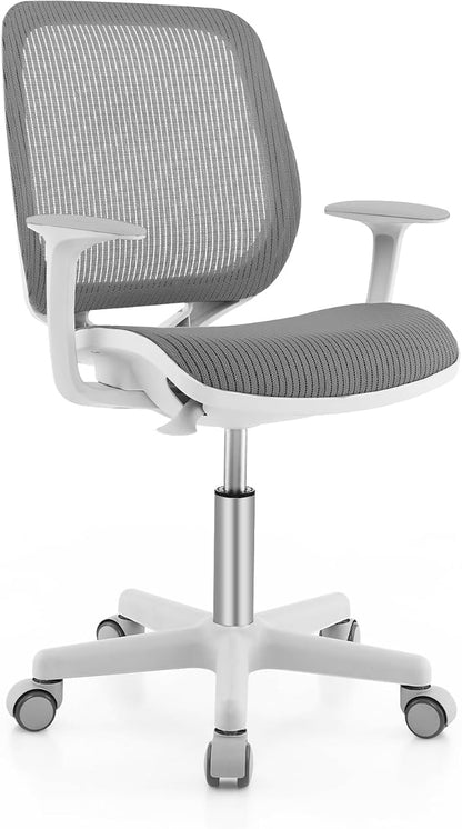 Costzon Kids Desk Chair, Height Adjustable Children Study Computer Chair with Armrests, Sit-Brake Casters, Swivel Mesh Task Chair for Boys Girls Teens Students, Kids Chair for Home, Office (Gray)