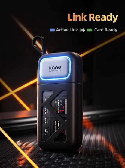 llano F15 2-in-1 High-Speed SD/Micro SD Card Reader Adapter(UHS-II Supported),Holder Case, Built-in Slot Storage, Compatible with iPhone, Android, PC, MacBook, Laptop, Dual Slot, USB Type-C 3.2 Gen1