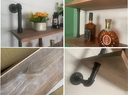 HDDFER Pipe Shelves Industrial Pipe Shelving Real Wood Industrial Floating Shelves with Wood Planks 48 inch Wall Shelves Rustic Hanging Bookshelf Farmhouse Kitchen Bar Shelving