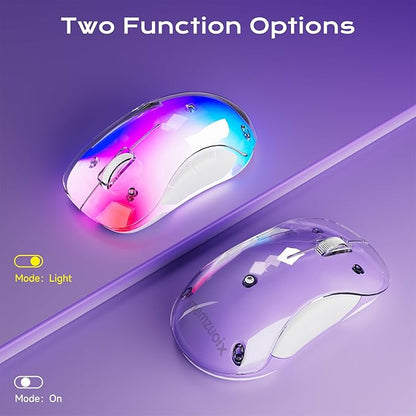 memzuoix 2.4G LED Wireless Mouse, Rechargeable Ergonomic Mouse with Detachable Cover, 1400 DPI Portable Optical Computer Mouse with USB Receiver for Laptop, PC, Desktop and MacBook, 5 Buttons-Purple
