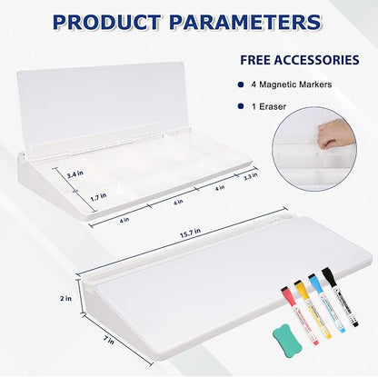 Desktop Glass Whiteboard with Storage, Desk White Board with Computer Keyboard Stand, White Dry Erase Board with Drawers for Home, School, Office Desk Organizers and Accessories