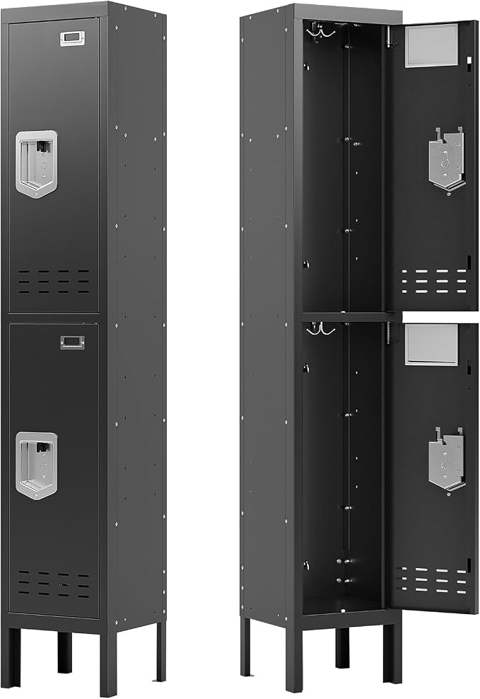 BUTISOW Metal Lockers - 66" Height Steel Lockers for Employees with 2 Door Storage Locker with Card Slot for Employees Gym School Home Office Garage - Assembly Required