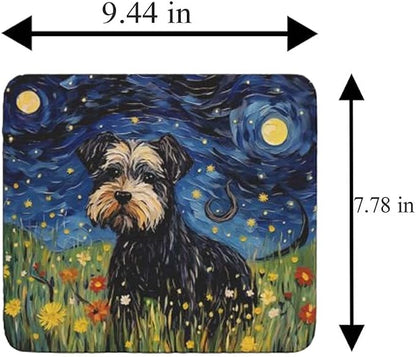 Starry Night Dog Mouse Pad for Home Office Gaming Working Desk Computer Desktop Accessories Non-Slip Rubber Mouse Pad for Dog Lovers (Miniature Schnauzer)