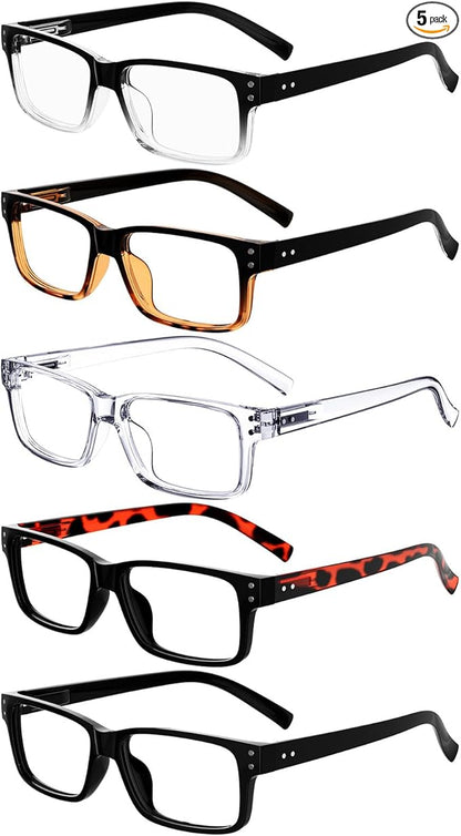 Eyekepper Vintage Reading Glasses for Men - 5 Pack Classic Readers with Spring Hinges +3.00
