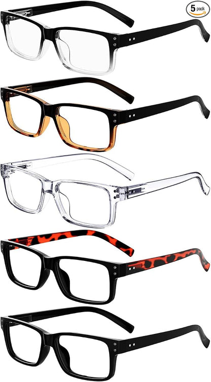 Eyekepper Vintage Reading Glasses for Men - 5 Pack Classic Readers with Spring Hinges +3.50