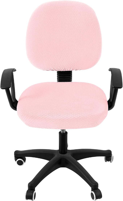 Smiry Stretch Jacquard Office Computer Chair Covers, Removable Washable Universal Desk Rotating Chair Slipcovers Protector, Seat + Backrest Cover, Blush Pink