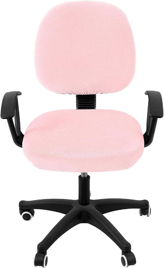 Smiry Stretch Jacquard Office Computer Chair Covers, Removable Washable Universal Desk Rotating Chair Slipcovers Protector, Seat + Backrest Cover, Blush Pink