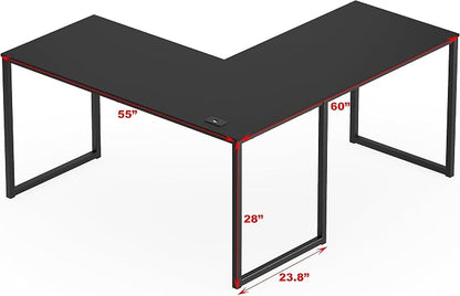 SHW Mission 55 x 60 Inches L-Shape Home Office Computer Desk, Black