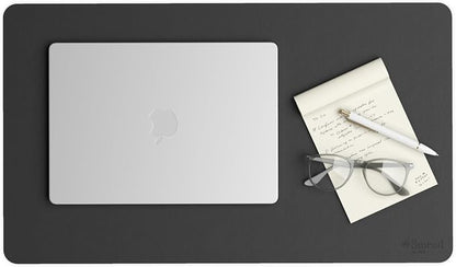 Smead Desk Pad, Vegan Leather Desk Mat with Non-Slip Faux Suede Backing, Perfect Desk Organizer for Office Decor, 23.6” x 13.7” Small, Charcoal (64838)