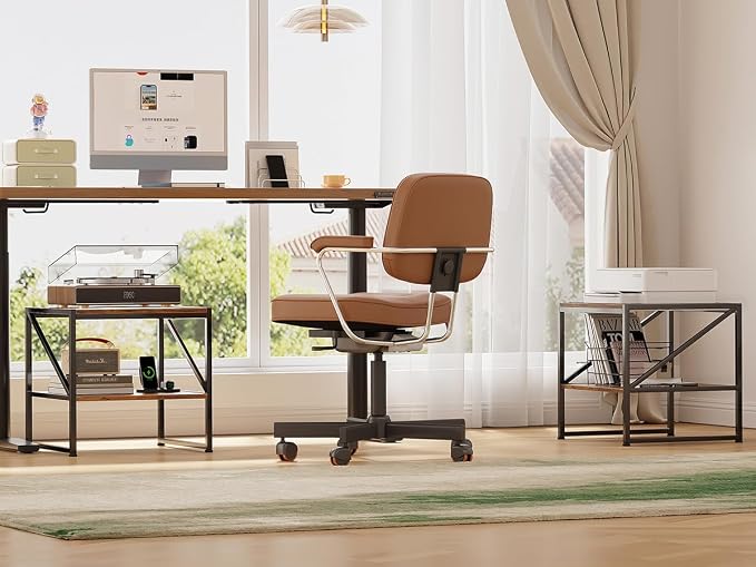 2-Tier Large Priner Stand with Storage Shelf, 20"×20" Under Desk Printer Table for Office, Mini Fridge Stand, End Table for Living Room, Heavy Duty Storage Rack for Scanner Fax Machine, Rustic Brown