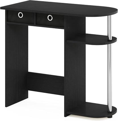 Furinno Go Green Desk, 31.5" Wide Gaming Desk with 2 Side Shelves and Storage Bins, Computer Desk, Office Desk for Home Office, Study Room, Dorm, Bedroom, Americano