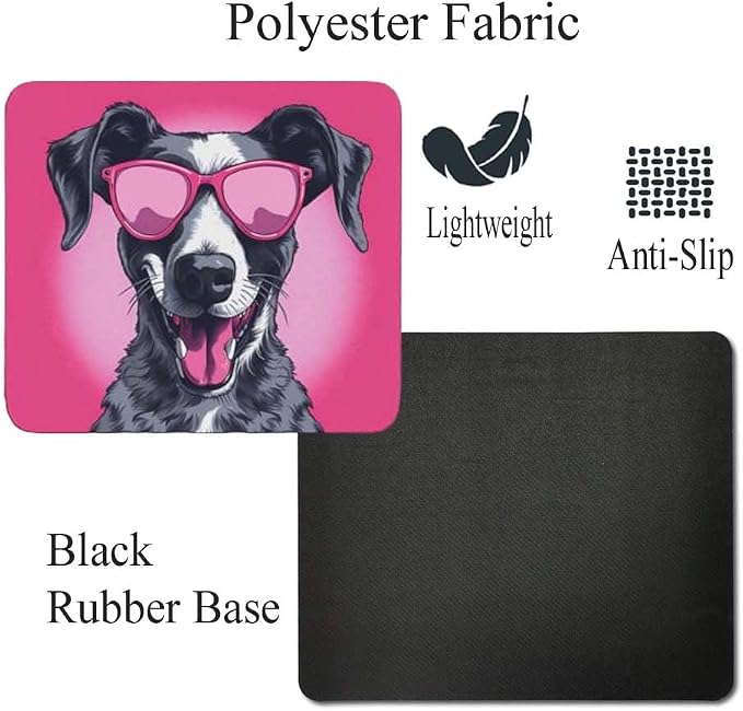 Pink Mousepad Glamour Dog Great Dane Mouse Pad for Home Office Gaming Working Desk Computer Desktop Accessories Non-Slip Rubber Mousepad for Dog Lovers