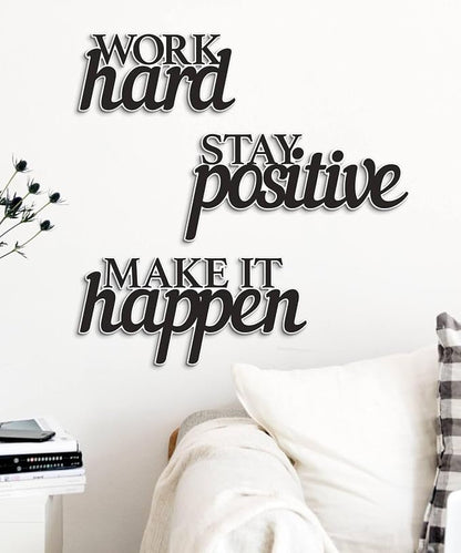 Putuo Decor Motivational Wall Decor Set of 3, Inspirational Wall Art “Work Hard Stay Positive Make It Happen” Positive Quotes Wall Decor for Home Office Dorm Classroom Decor