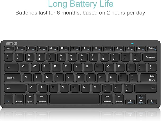 Arteck Ultra-Slim Bluetooth Keyboard Compatible with iPad 10.2-inch/iPad Air/iPad 9.7-inch/iPad Pro/iPad mini, iPhone and Other Bluetooth Enabled Devices Including iOS, Android, Windows, Black