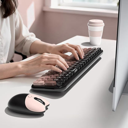 Dilter Wireless Keyboard Mouse Combo, Portable Retro Keyboard with Compact Size, 2 in 1 USB Connected Mouse for Windows PC, Laptop, Computer, Desktop, Home and Office Use