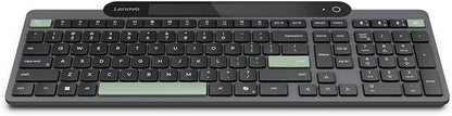 Lenovo 800 Self-Charging Bluetooth Keyboard, Uses Ambient Light for Charging, Bluetooth 5.1, Supports 3 Devices, Battery Free, Wireless, Grey