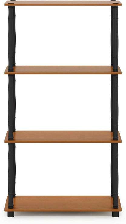 Furinno Turn-N-Tube 4-Tier Multipurpose Shelf Display Rack, Classic Tubes, Light Cherry/Black