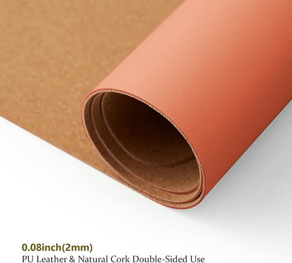 Cork Desk Mat - Dual-Sided Desk Pad for Office and Home - Desk Organization and Accessories - Ideal for Large Mouse Pad and Desk Mats on Top of Desks(Orange,27.6"x 13.8")