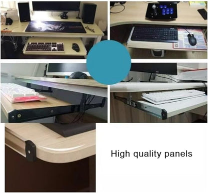 Keyboard Tray Under Desk Slide 24" 28", Pull Out Keyboard Drawer Ergonomic Keyboard Shelf, Hidden Computer Drawer Underdesk(Teak,60 * 24cm)