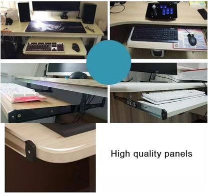 Keyboard Tray Under Desk Slide 24" 28", Pull Out Keyboard Drawer Ergonomic Keyboard Shelf, Hidden Computer Drawer Underdesk(White,60 * 24cm)