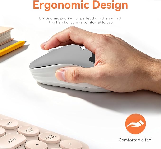 FMOUSE Cute Wireless Mouse, Bluetooth 2.4GHz Dual Mode with USB Receiver, Silent Click, AA Battery Powered, for Work Office Students, Compatible with Laptop Mac iPad PC (Slack Off Panda)