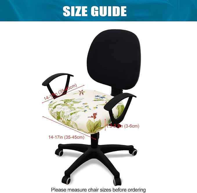 Smiry Printed Office Computer Chair Seat Covers, Stretch Fit Universal Desk Rotating Chair Cover Washable Removable Seat Cushion Protectors - Beige and Green