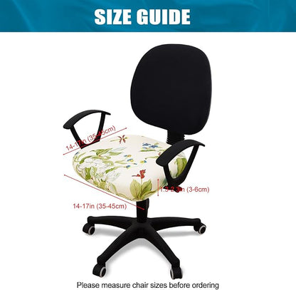 Smiry Printed Office Computer Chair Seat Covers, Stretch Fit Universal Desk Rotating Chair Cover Washable Removable Seat Cushion Protectors - Beige and Green