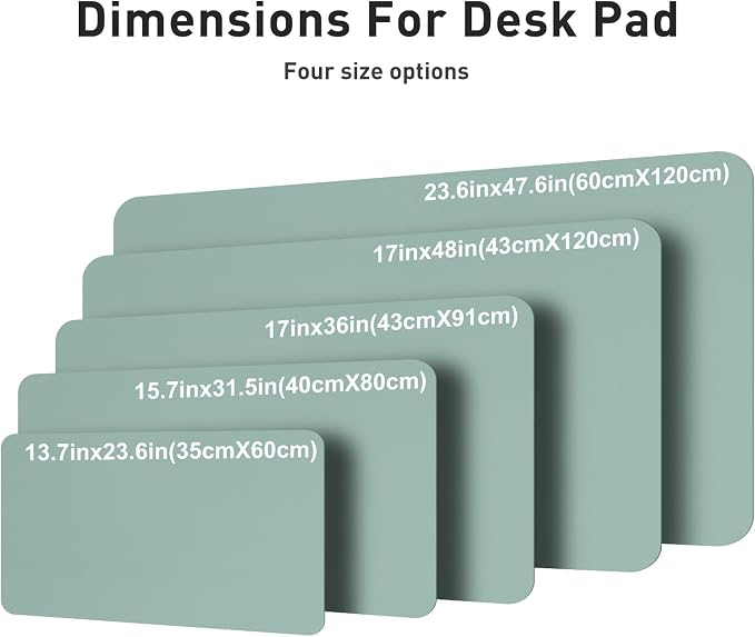 Aothia Faux Leather Desk Mat – Large Mouse Pad, Non-Slip PU Leather Blotter, Waterproof Writing Surface for Office and Home (Light Blue, 47.2" x 23.6")