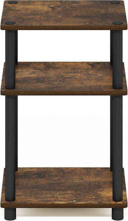 Furinno JUST Side Table, 3-Tier End Table, Open Shelves Night Stand, Bedside Table, Toolless Assembly, for Living Room, Bedroom, Bathroom, Amber Pine