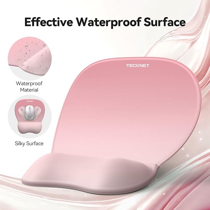 TECKNET Gel Mouse Pad with Wrist Rest, 3 in 1 Keyboard Wrist Rest for Pain Relief, Non-Slip PU Base & Easy Typing, Ergonomic Mousepad Set for Office & Home