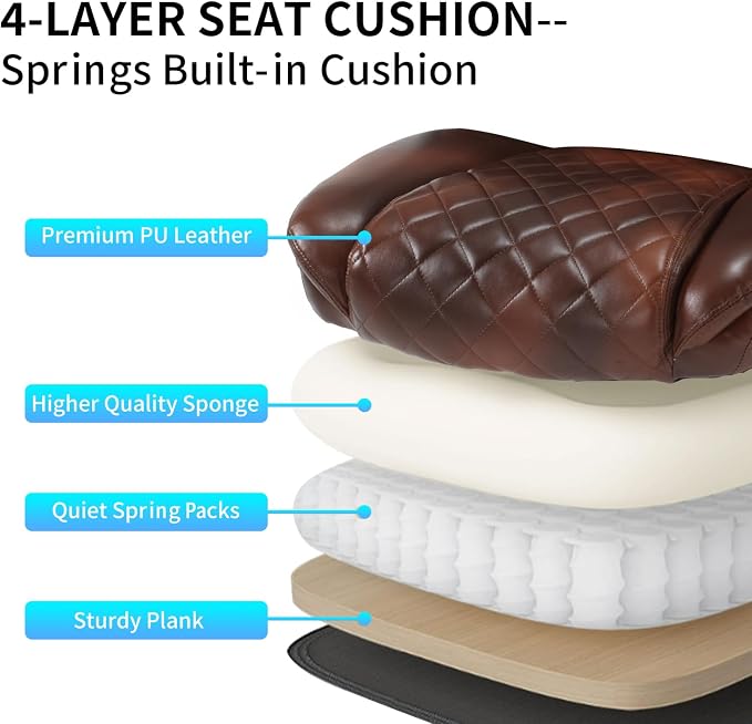 Leather Office Chair Brown with Flip up Arms, Big and Tall High Back Executive Office Desk Chairs with Wheels, Rocking Managerial Ergonomic Home Computer Chairs with Lumbar Support, Brown