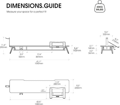 Fenge Dual Monitor Stand, Monitor Riser for 2 Monitors with Adjustable Laptop Riser , 42.5 Inch Desk Shelf for Top of Desk with Phone Holder& Headphone Stand