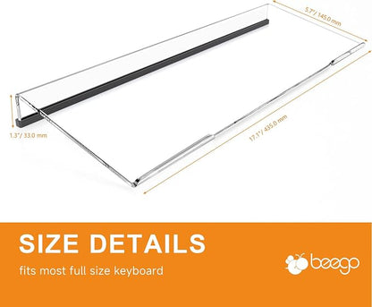 Beego Ergonomic Computer Keyboard Stand - Clear Acrylic Keyboard Riser Tilted Keyboard Holder Keyboard Tray with Black Non-Slip Strip for Easy Typing at Home School Office Desk Accessories