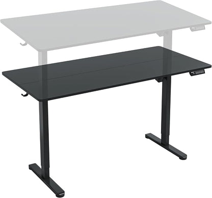 Techni Mobili 55” W Electric Standing Desk, Height Adjustable Sit-to-Stand Desk with 3 Memory Presets and Dual Accessory Hooks, Computer Workstation for Home or Office, Black