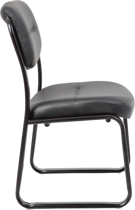 Boss Office Products B9539 Leather Sled Base Side Chair in Black, 250