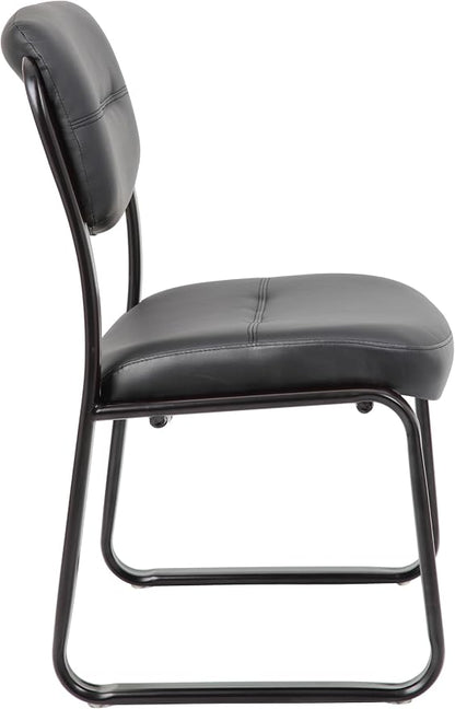 Boss Office Products B9539 Leather Sled Base Side Chair in Black, 250