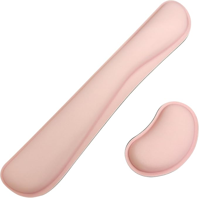 Bloss 2 Pink Wrist Rest for Mouse & Keyboard, Ergonomic Wrist Support | Soft Memory Foam, Rubber Non-Slip, Wrist Rest for Mouse, Breathable, 1.2" Thick