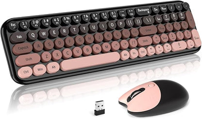 Dilter Wireless Keyboard Mouse Combo, Portable Retro Keyboard with Compact Size, 2 in 1 USB Connected Mouse for Windows PC, Laptop, Computer, Desktop, Home and Office Use