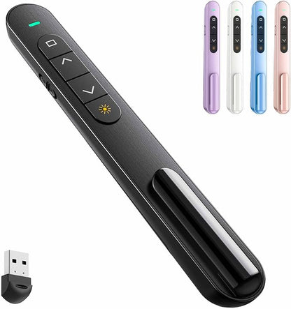 QUI Presentation Clicker with Volume Control, 2.4GHz USB Wireless Presenter Remote, PowerPoint Clicker Slide Advancer Compatible with Mac, Windows, Google Slides, Keynote