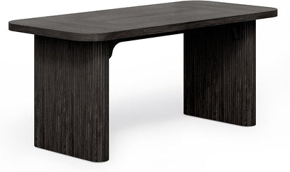 LITTLE TREE 62-Inch Computer Desk, Large Simple Writing Desk with Fluted Double Pedestal, Modern Home Office Desk, Wooden 5 Ft Small Conference Meeting Seminar Table, Charcoal Black