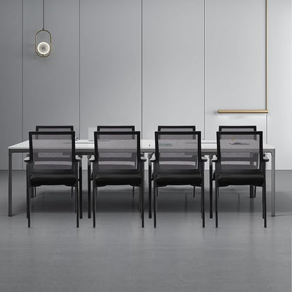 KLASIKA Desk Chair No Wheels, Arm Chair with Ergonomic Lumbar Support and Thickened Seats Cushion, Waiting Room Chairs for Office School Church Guest Reception, 4 Pack Black