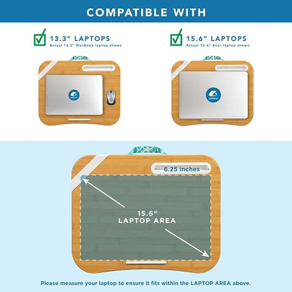 LAPGEAR Designer Lap Desk 2-Pack with Storage Basket, Phone Slot & Device Ledge – Aqua Trellis – Fits Laptops up to 15.6" – Style No. 70422