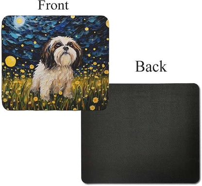 Tubbie Prints Starry Night Shih Tzu Dog Mouse Pad for Computer Laptop Home Office Gaming Working Desk Desktop Accessories Non-Slip Rubber Mouse Pad for Dog Lovers (Shih Tzu)