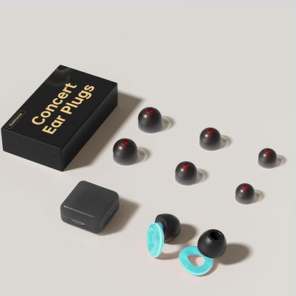 High Fidelity Concert Ear Plugs - 21dB Noise Reduction Music Earplugs for Musicians, Festivals & DJs - Reusable Silicone Hearing Protection with Portable Travel Case,Blue