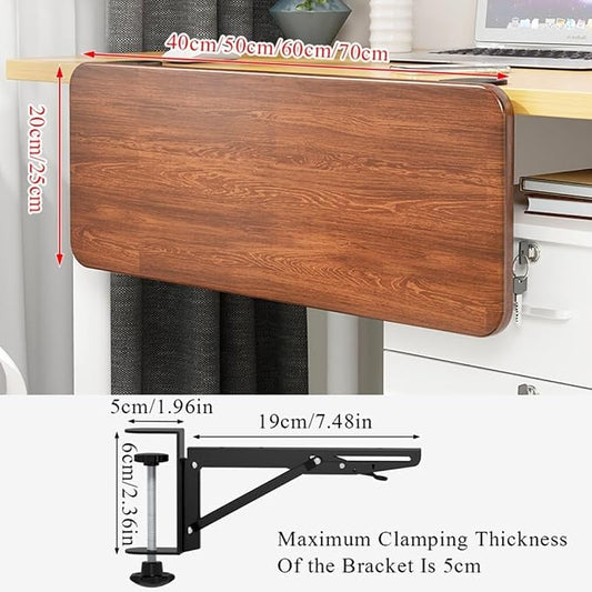 Ergonomics Desk Extender Tray Wooden Desk Extender, Large Size Foldable Keyboard Drawer Tray Can Be Used As Armrests Shelves Desktop Extensions for Home and Office(70 * 20cm)