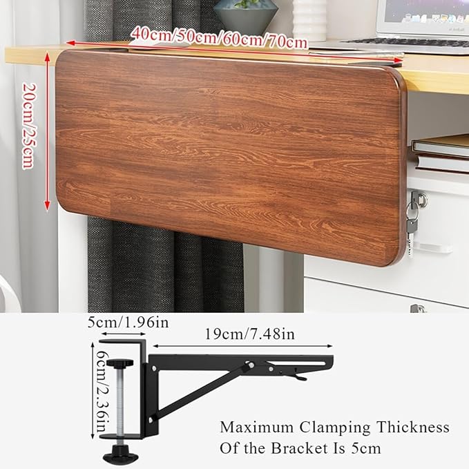 Ergonomics Desk Extender Tray Wooden Desk Extender, Large Size Foldable Keyboard Drawer Tray Can Be Used As Armrests Shelves Desktop Extensions for Home and Office(60 * 25cm)
