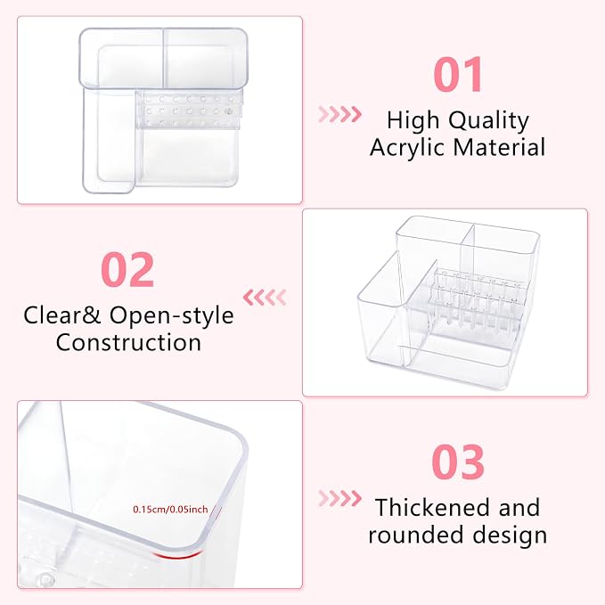 Nail Drill Holder, 21 Holes Nail Drill Machine & Bits Storage Box, Acrylic Nail Drill Bit Holder Professional Nail Tools Organizer, Nail Desk Organizer for Nail Tech