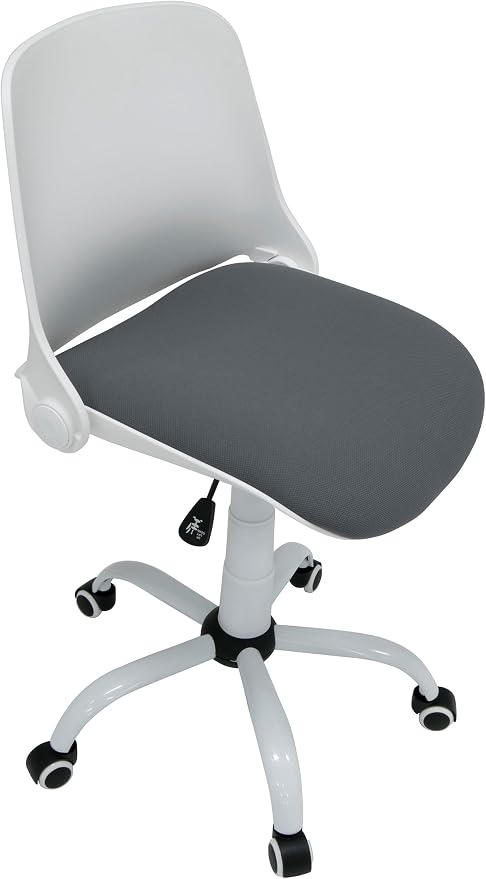 Studio Designs Contoured Folding Swivel Task Chair – Ergonomic Desk Chair with Adjustable Height, Folding Back for Compact Storage, Padded Seat – White