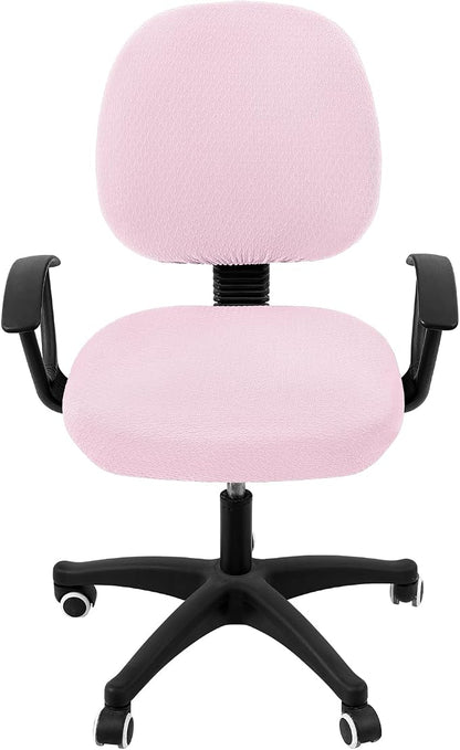 Smiry Stretch Jacquard Office Computer Chair Covers, Removable Washable Universal Desk Rotating Chair Slipcovers Protector, Seat + Backrest Cover, Pink